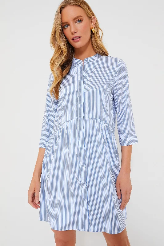Seasonal Sale Blue Stripe Royal Shirt Dress