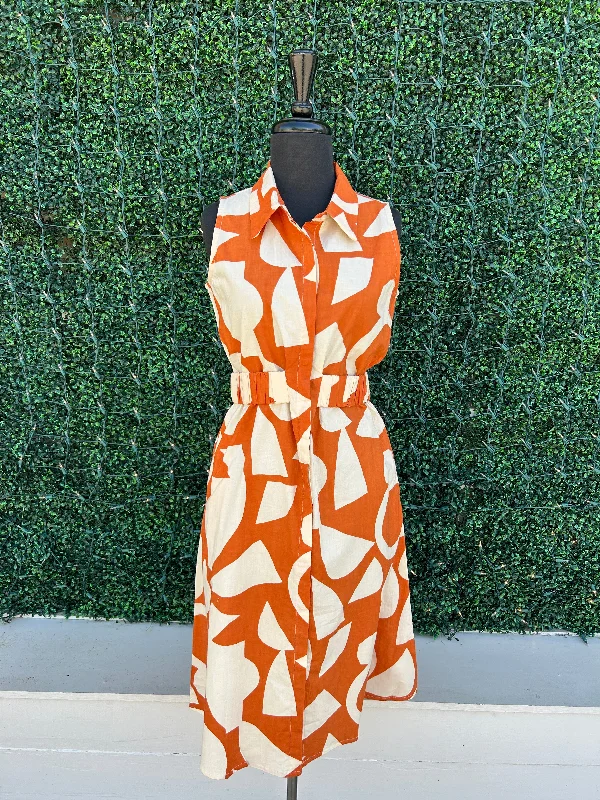 Massive Price Cuts Geometric Print Midi Dress