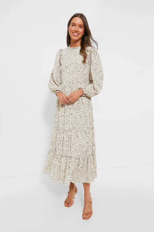 Season-End Deals Cream Floral Jesse Midi Dress