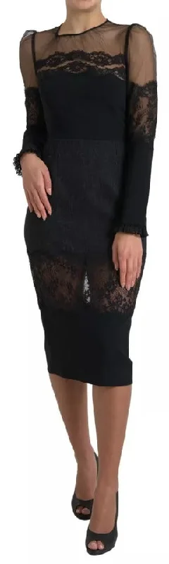 Weekend Shopping Deals Galore Dolce & Gabbana Black Sheer Floral Lace Sheath Midi Dress Weekend Shopping Deals Galore Dolce & Gabbana Black Sheer Floral Lace Sheath Midi Dress