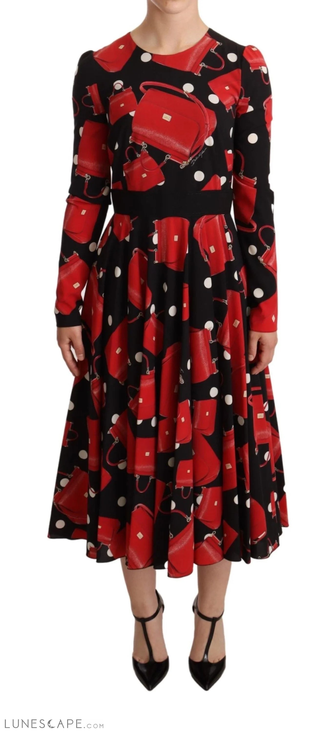 Weekend Hot Savings Dolce & Gabbana Elegant Sicily Print Flared Midi Dress