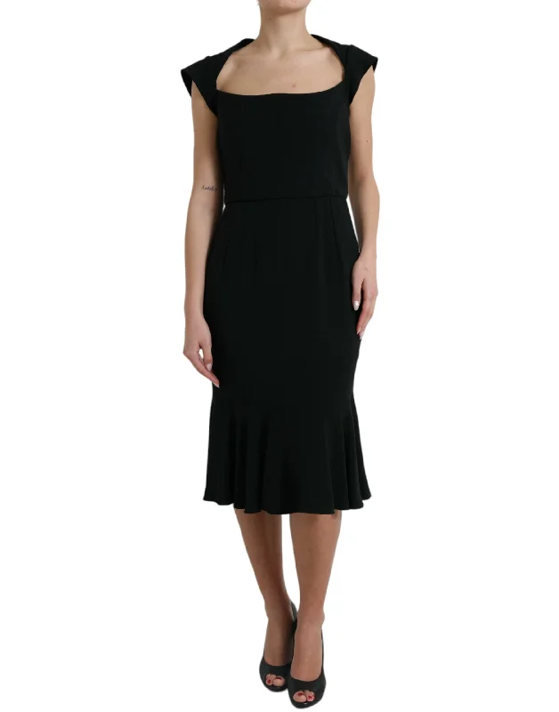 Weekend Specials Galore Dolce & Gabbana Elegant Black Stretch Cady Midi Dress