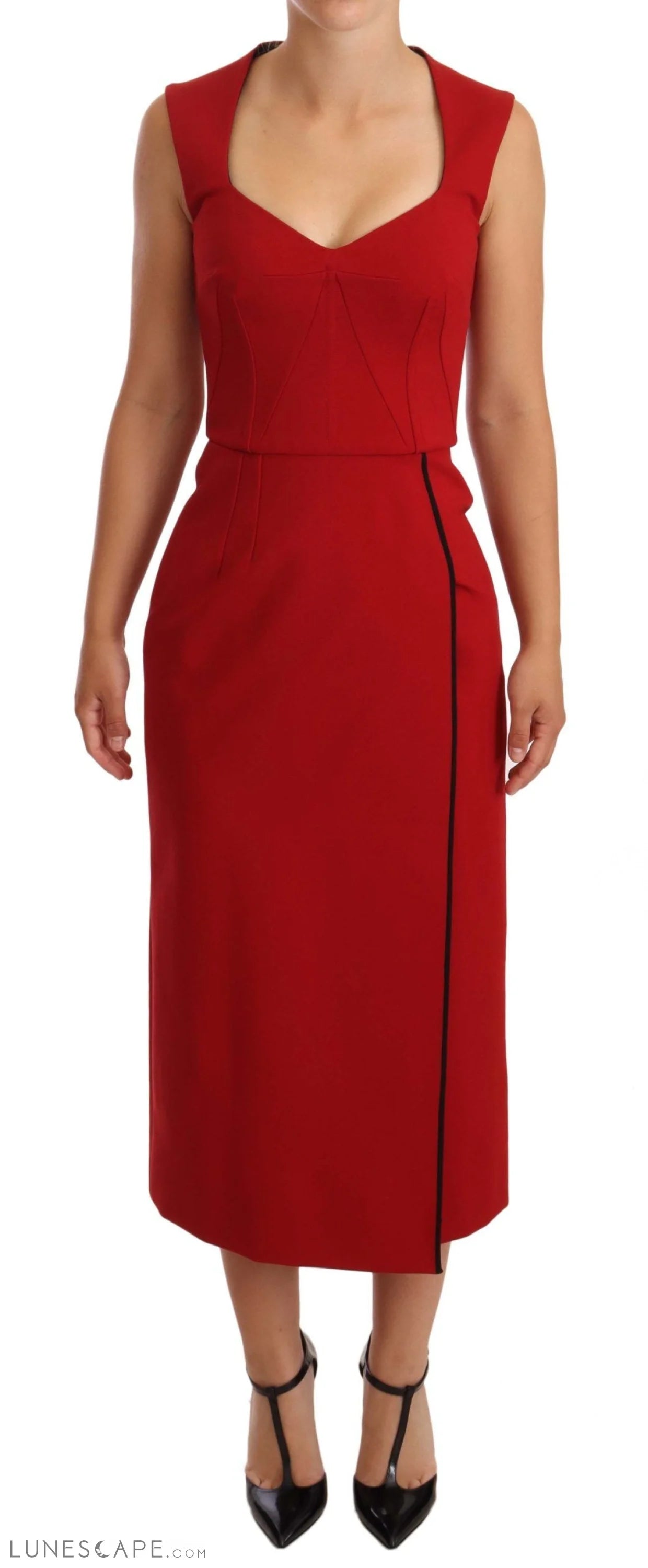 Weekend Limited-Time Offers Dolce & Gabbana Elegant Sweetheart Midi Dress in Red