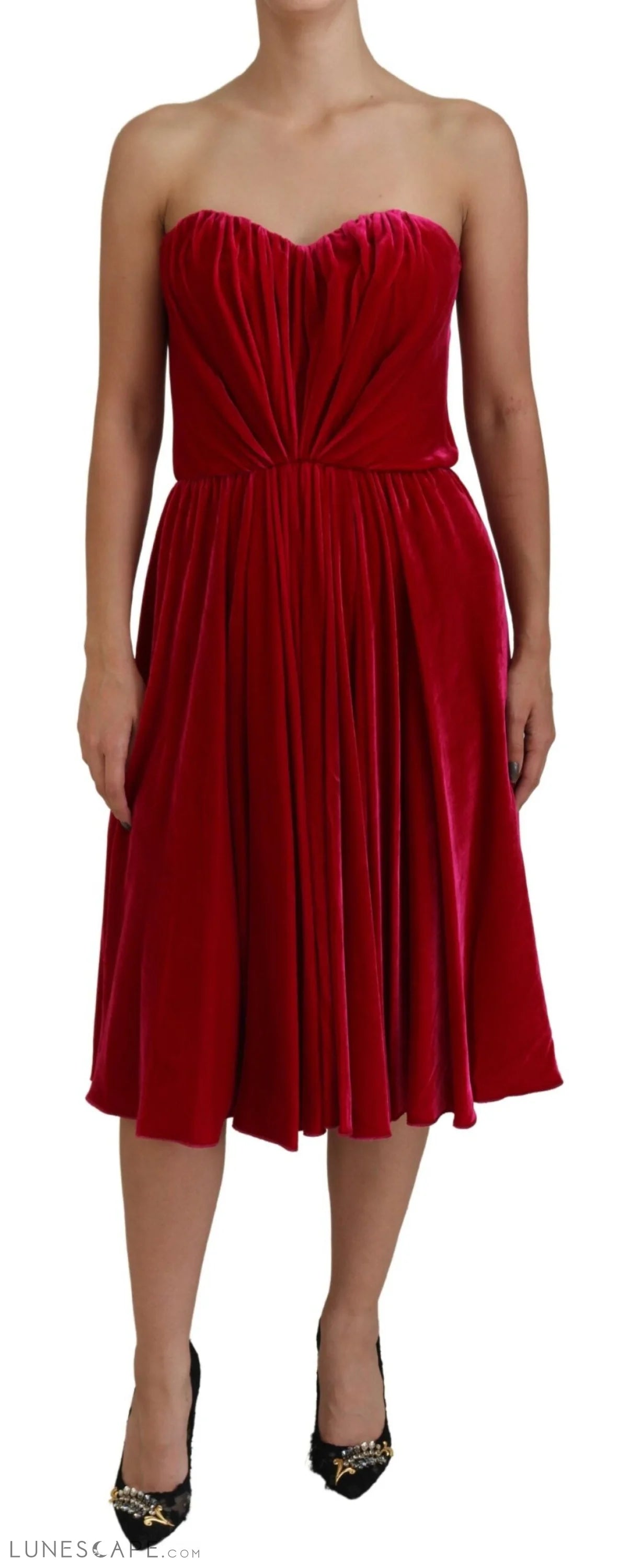 Weekend Flash Savings Dolce & Gabbana Enchanting Strapless Midi Dress in Dark Pink