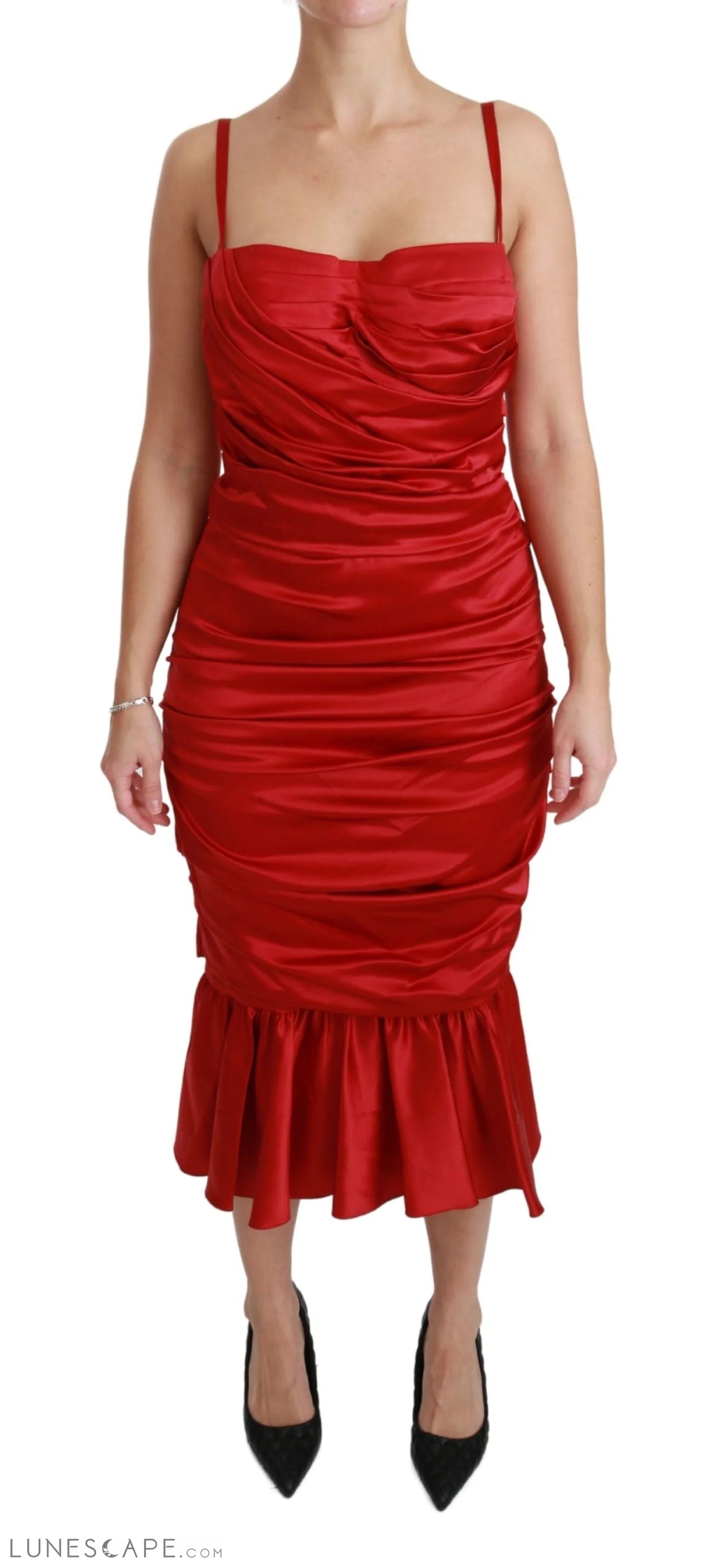 Unmissable Deals Dolce & Gabbana Exquisite Red Silk Fit and Flare Midi Dress