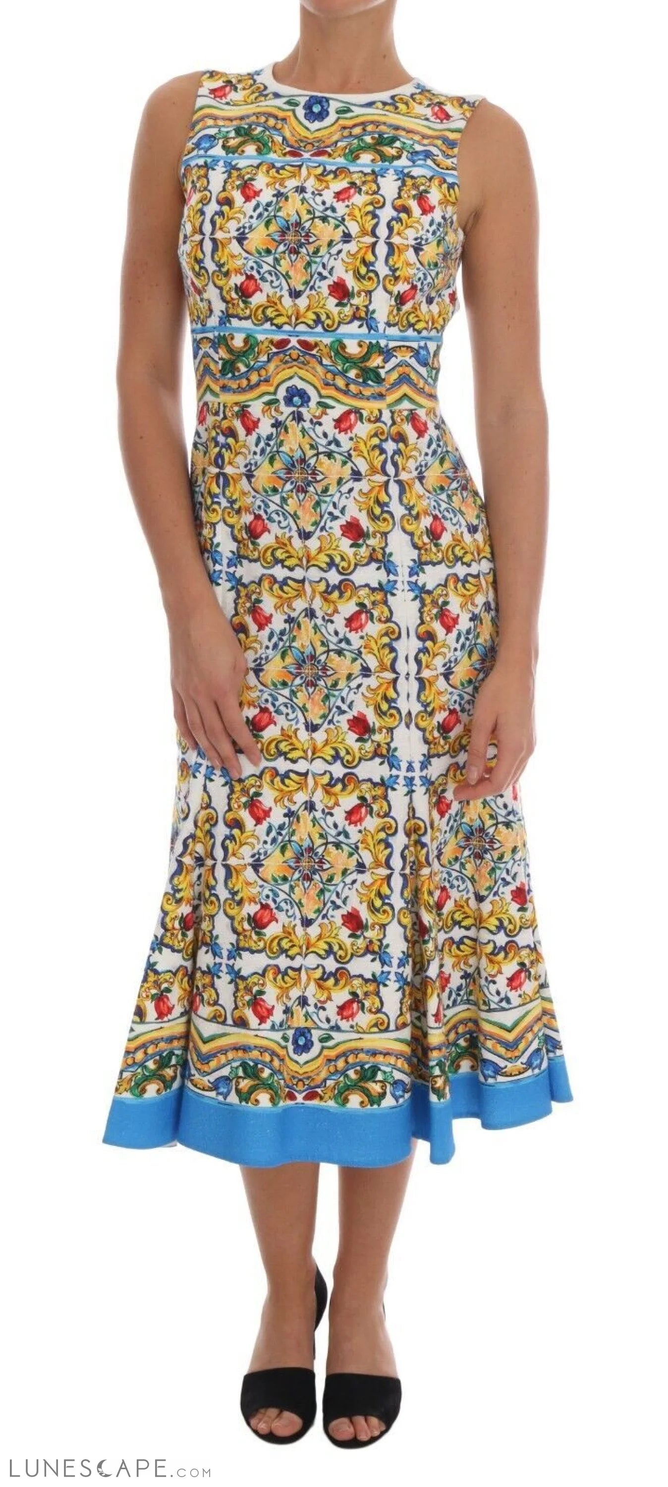 Unbeatable Flash Deals Dolce & Gabbana Majolica Print Midi Sheath Dress