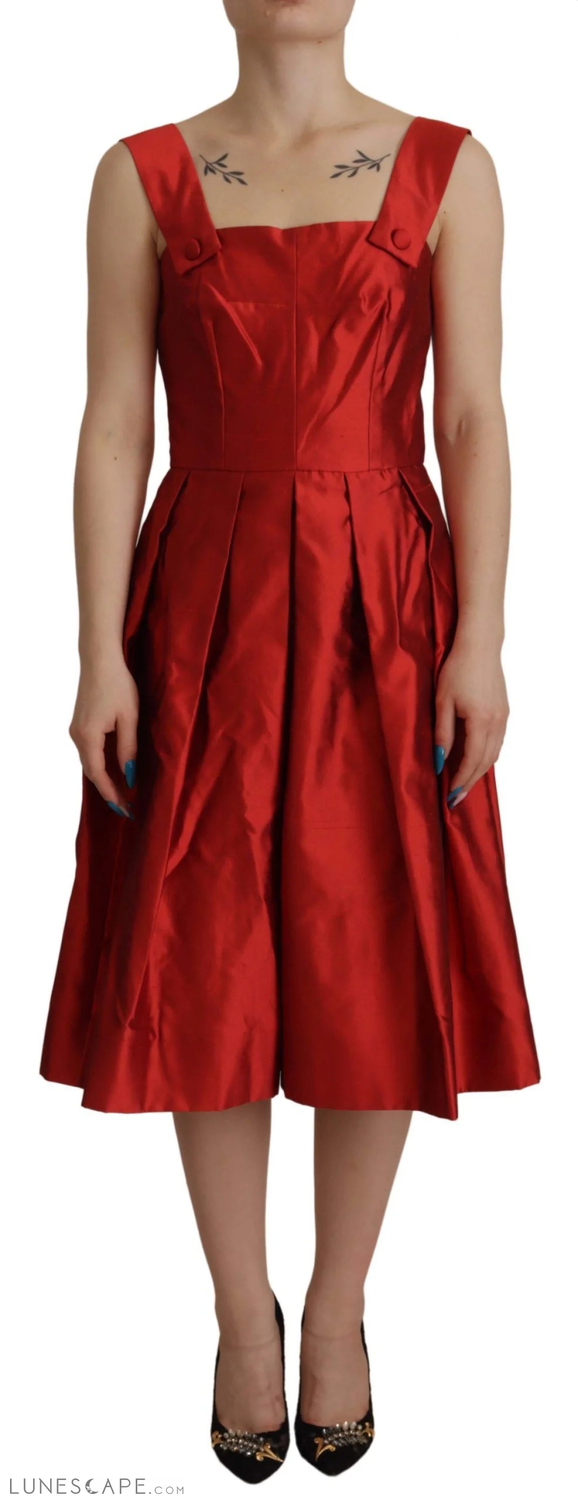 Weekend Sale Marathon Dolce & Gabbana Radiant Red Silk A-Line Midi Dress