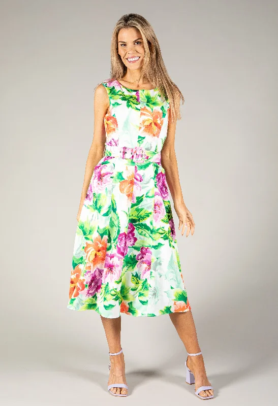 Weekend Exclusive Offers You’ll Love Floral Belted A-Line Midi Dress