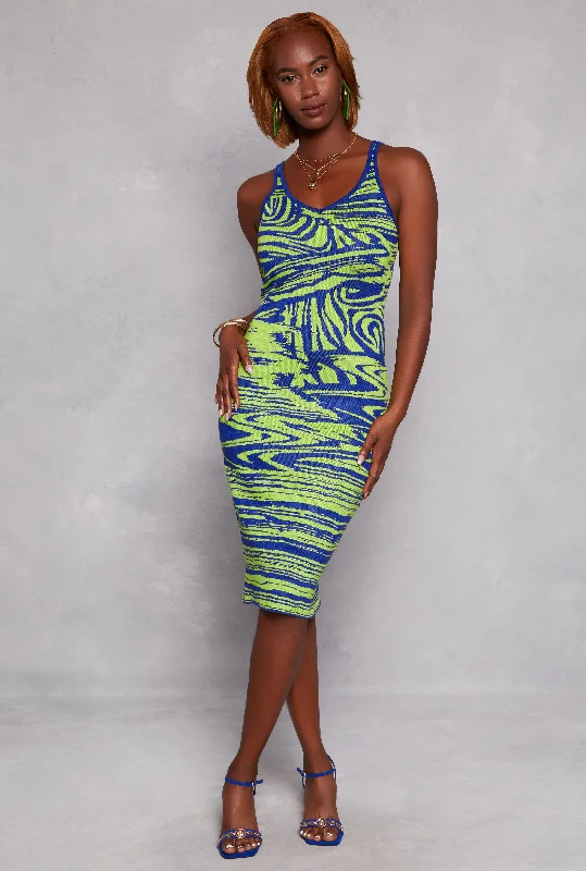 Exclusive Pricing Abstract Print Tank Midi Dress