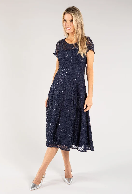 Big Bargain Bonanza Lace Sequin Midi Dress