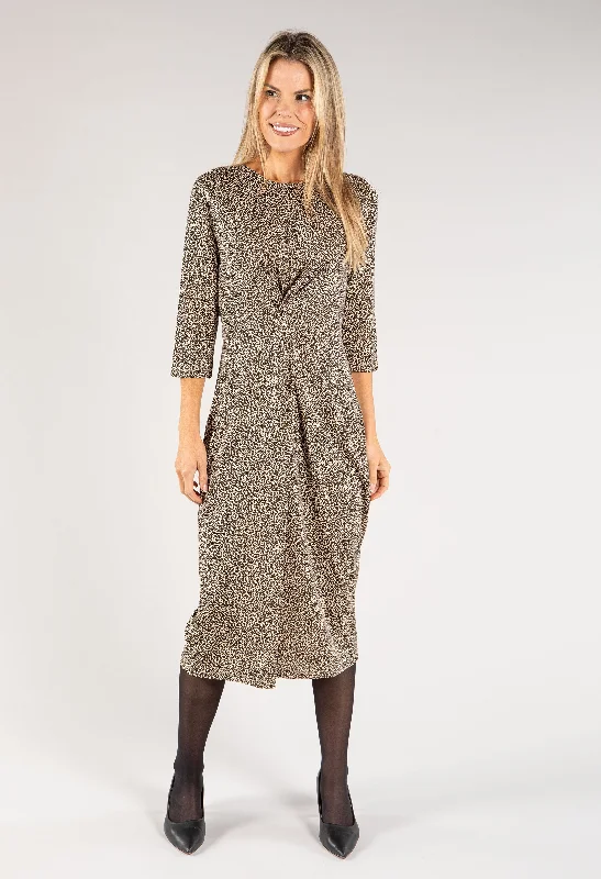 Weekend Shopping Madness Leopard Knot Detail Midi Dress