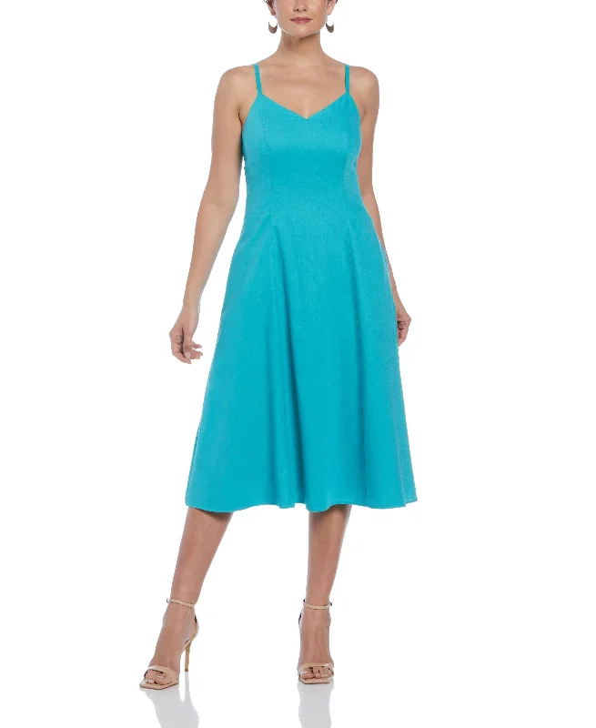 Weekend Savings Mania Linen Blend Thin Strap Midi Dress