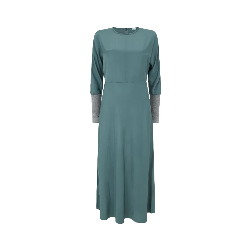Get It Now Long Sleeve Knitted Cuff Midi Dress
