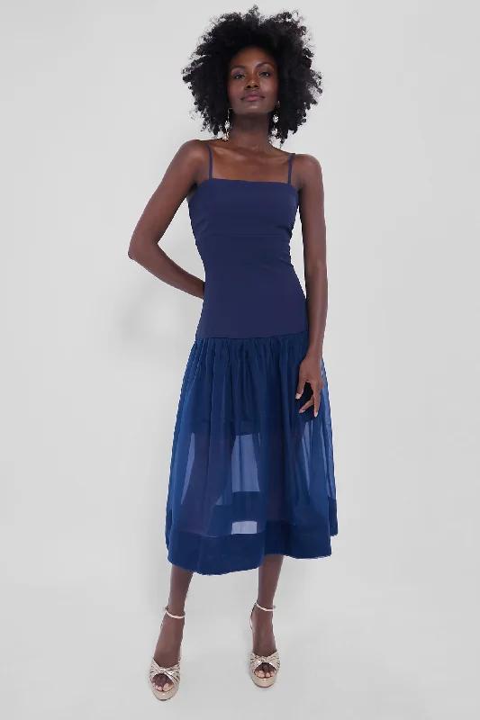 Today's Offer Navy Drop Waist Dawson Midi Dress