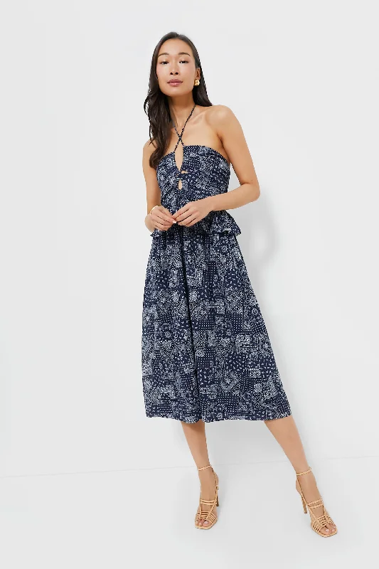 Weekend Price Slash Navy White Daytona Midi Dress