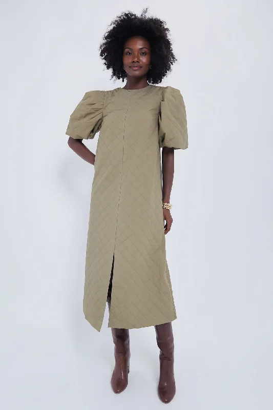 Unmissable Deals Olive Quilted Fowler Midi Dress