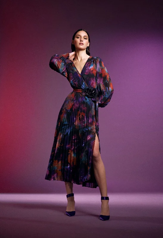 Weekend Hot Deals Pleated Wrap Midi Dress