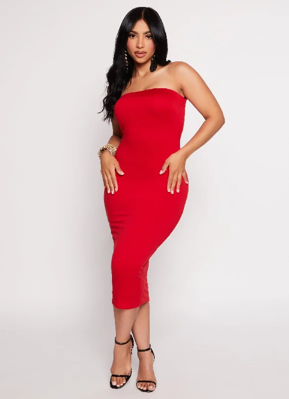 Special Shopping Event Solid Midi Tube Dress