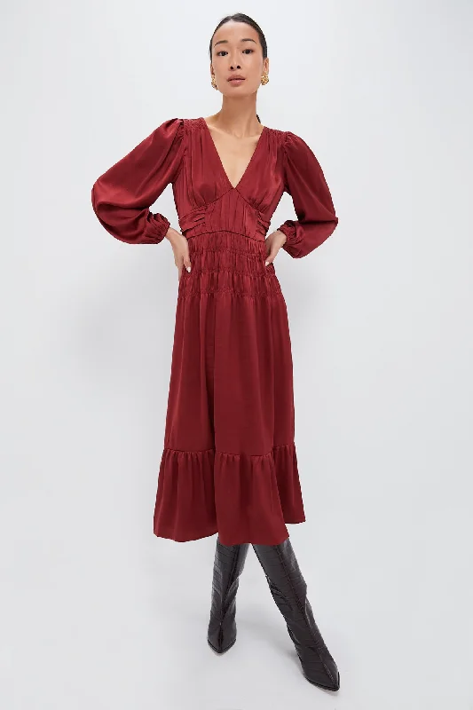 Weekend Flash Markdown Wine V Neck Midi Dress