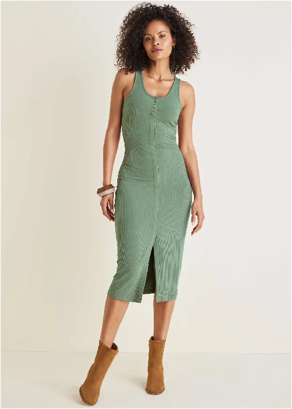 Weekend Offers You Can’t Miss Henley Midi Dress - Basil