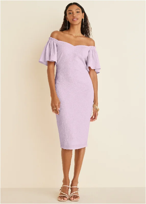 Weekend Limited-Time Offers Fluted Satin Midi Dress - Lilac