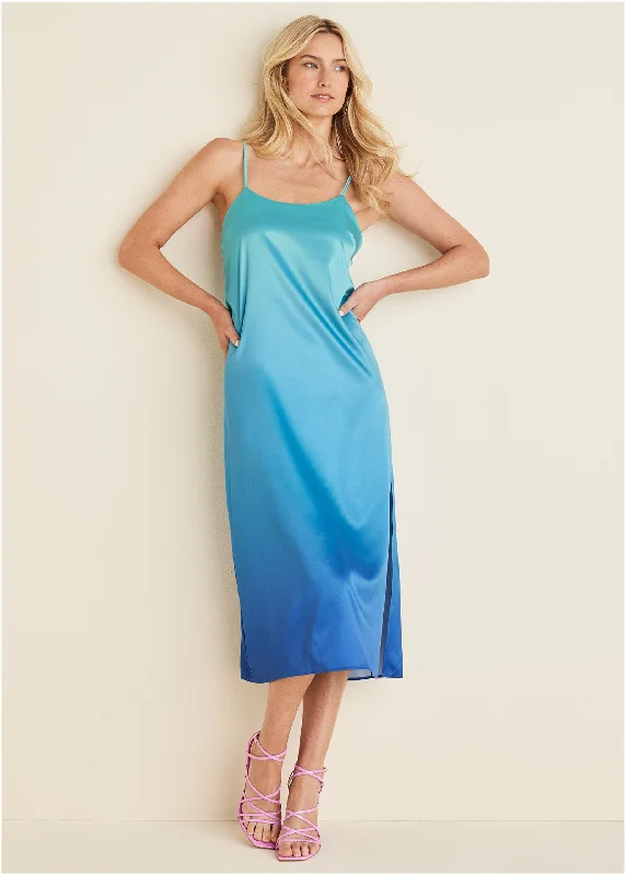 Weekend Offers Galore Midi Slip Dress - Atlantis Ombre