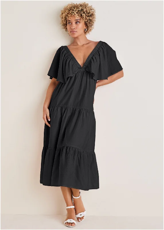 Weekend Buy More Save More Crinkle Midi Dress - Black