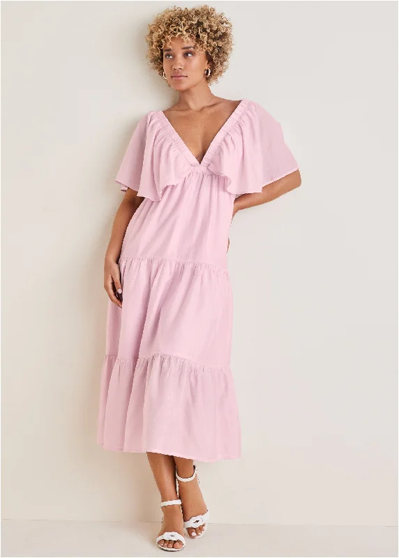 Weekend Hot Deals Crinkle Midi Dress - Lilac