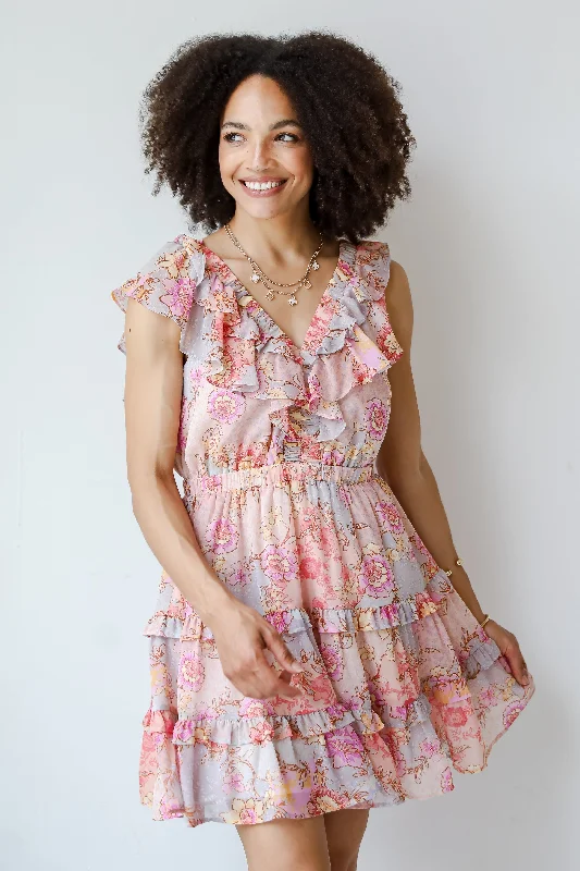 Weekend Clearance Event FINAL SALE - All About The Flowers Light Blue Mini Dress