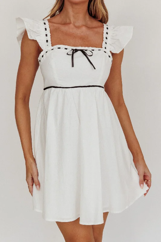 Weekend Price Slash Angels Harp Babydoll Mini Dress White