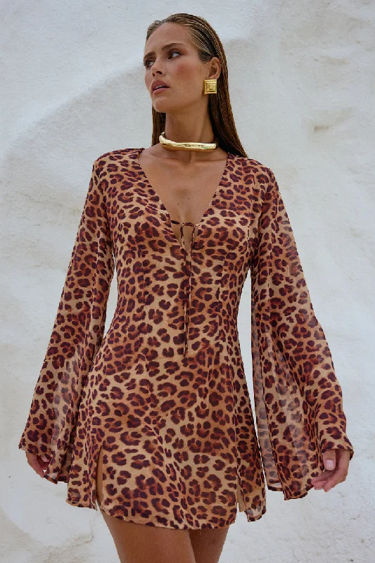Final Sale Event ANURA MINI DRESS - LEOPARD PRINT