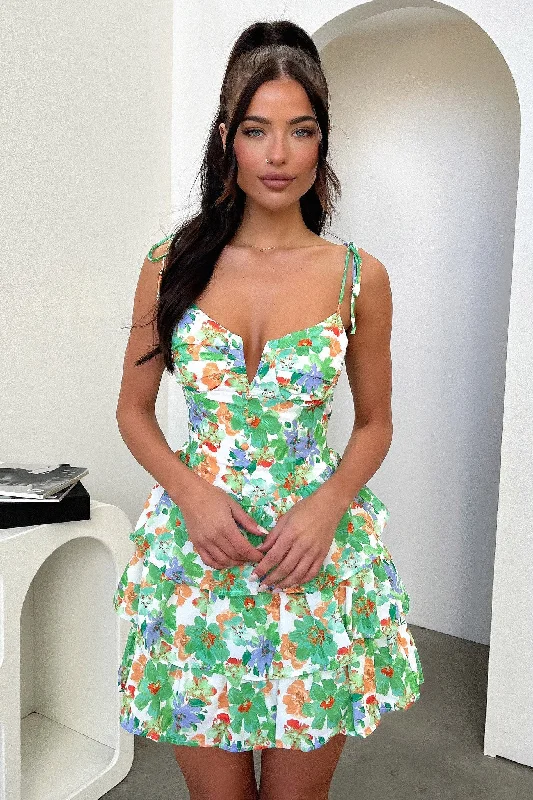 Weekend Steals and Deals Astrid Dress - Green Floral