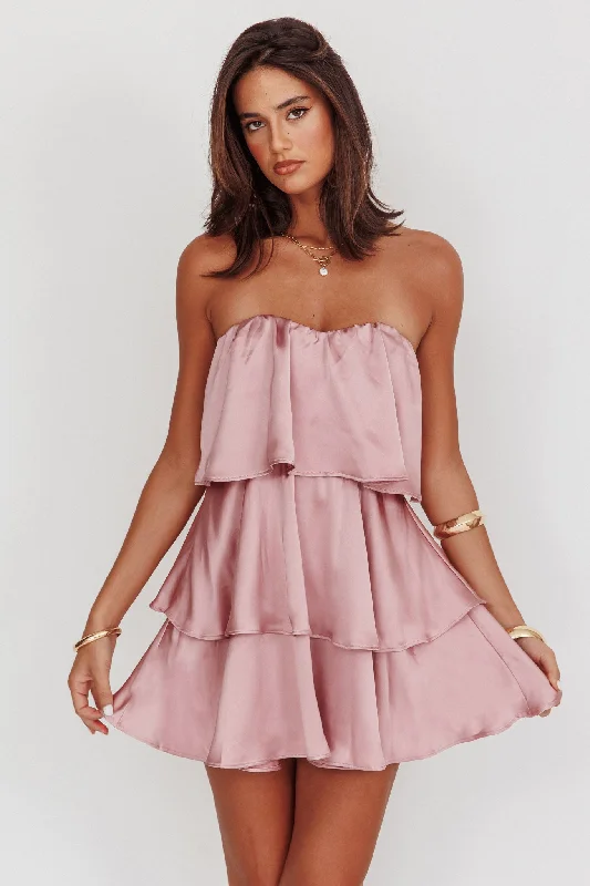 Weekend Buy More Save More Behati Tiered Layer Strapless Dress Dusty Rose