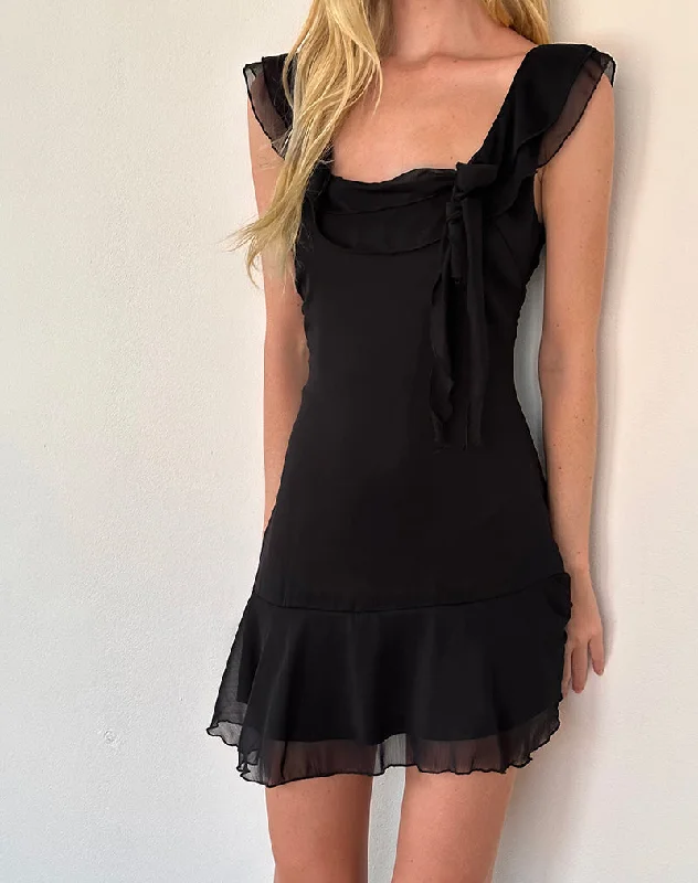 Best Deal of the Day Binita Mini Dress in Chiffon Black