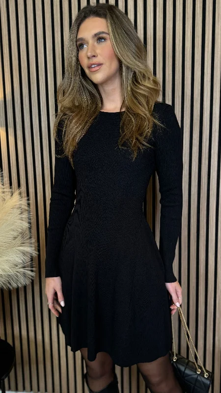 Weekend Price Slash Branca Black Ribbed Knit Mini Dress