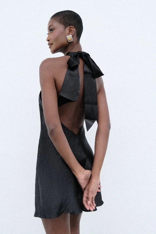Today’s Special Discount Cartia Bow Halter Micro Mini Dress - Black