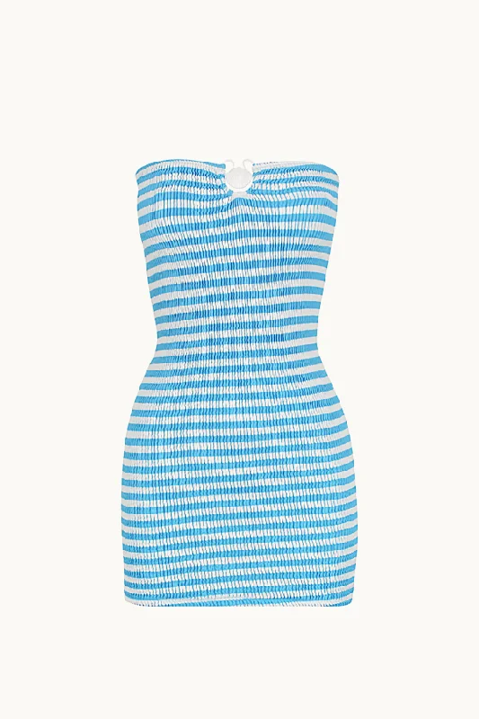Weekend Shopping Fever Baywatch Mini Dress Azure Stripe