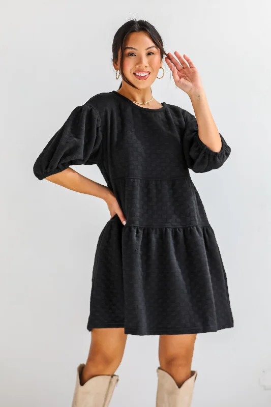 Weekend Limited-Time Offers Curated Crush Black Tiered Mini Dress