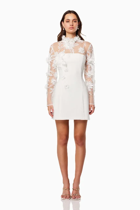 Shop Now, Save More Damaris 3D Beade Mesh Mini Dress In White