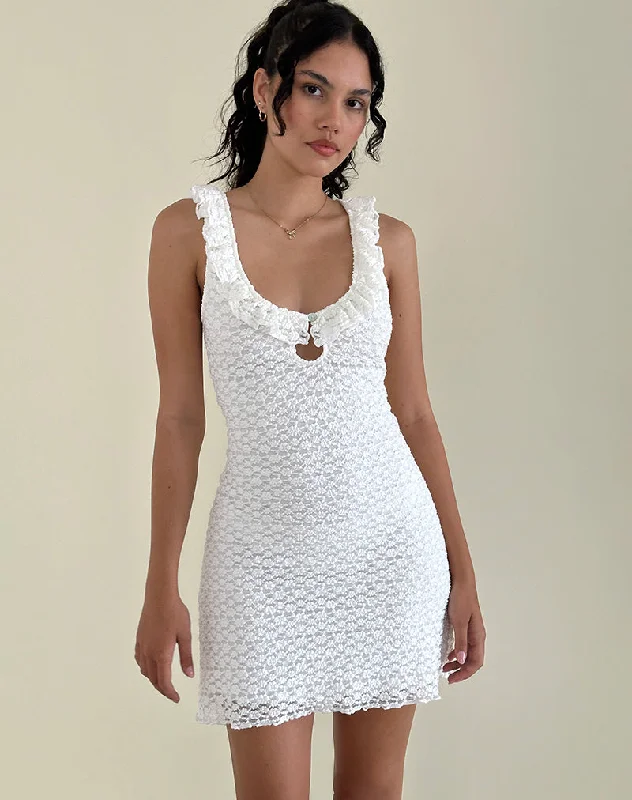 Weekend Closeout Deals Elliana Mini Dress in Krisan Lace White