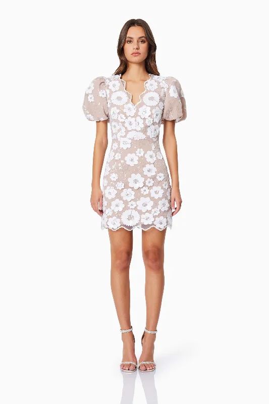 Seasonal Sale Elodie Mini Puff Sleeve Dress in White