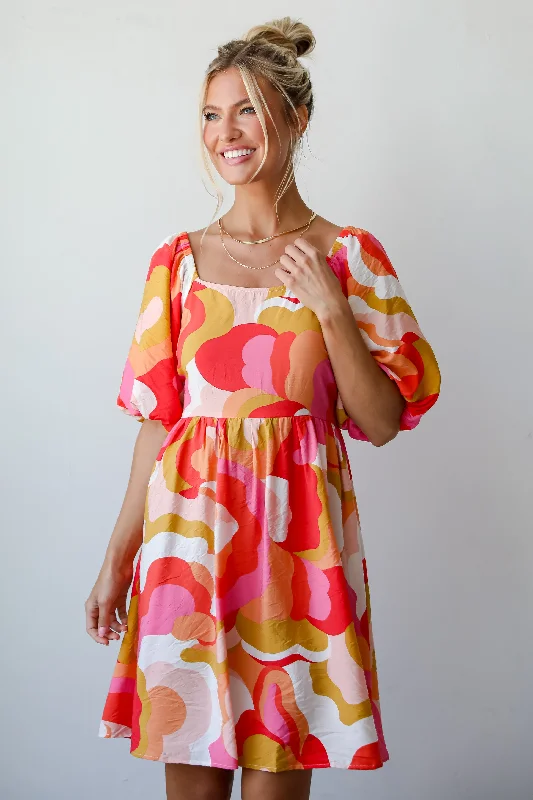 Shop & Save Now FINAL SALE - Express Yourself Peach Babydoll Mini Dress