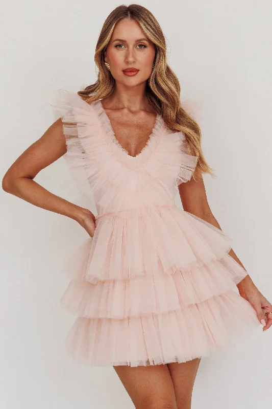Sale Alert Froufrou Layered Tulle Mini Dress Blush