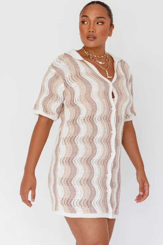 Weekend Special Glennon Crochet Shirt Dress Beige