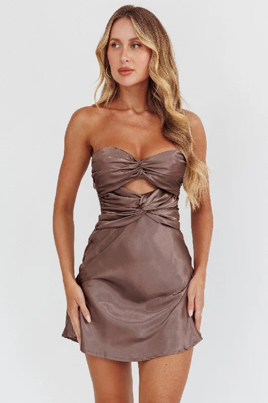 Grab Your Deal Good Impression Double Twist Mini Dress Charcoal