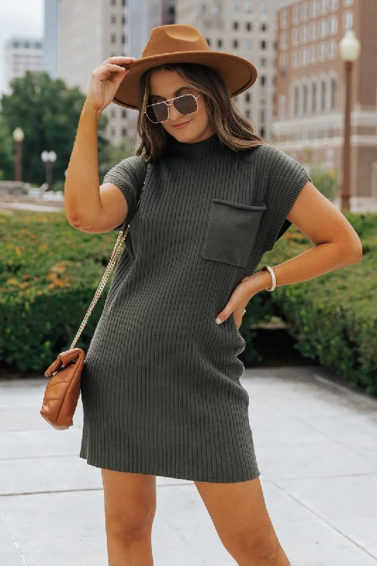 Today’s Special Discount Hunter Green Mock Neck Sweater Dress