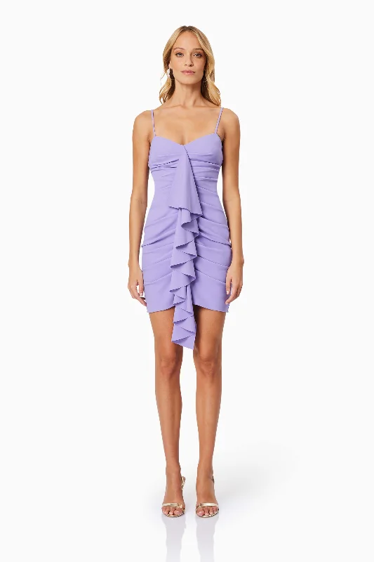 Weekend Hot Bargains Jade V Neck Fitted Party Mini Dress In Purple