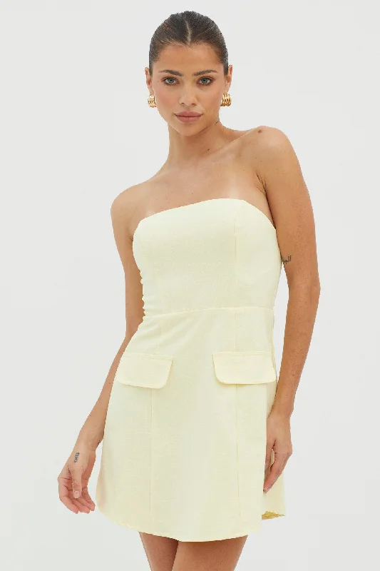 Clearance Event Justine Strapless Faux Pocket Mini Dress Butter