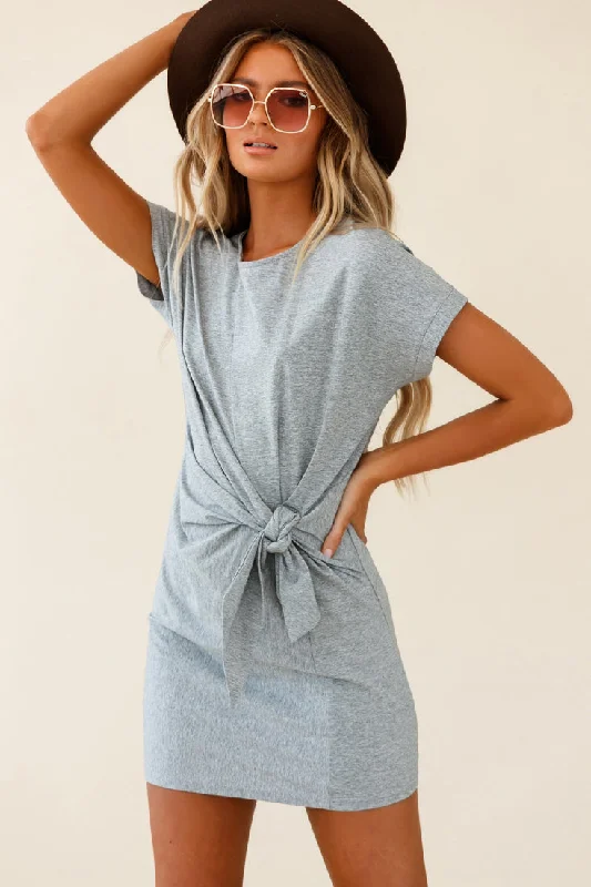 Best Deal of the Day Kenya Tie Front T-Shirt Dress Grey