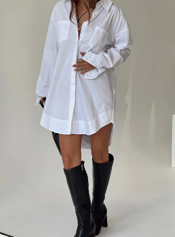 Super Deal Koumi Mini Shirt Dress White